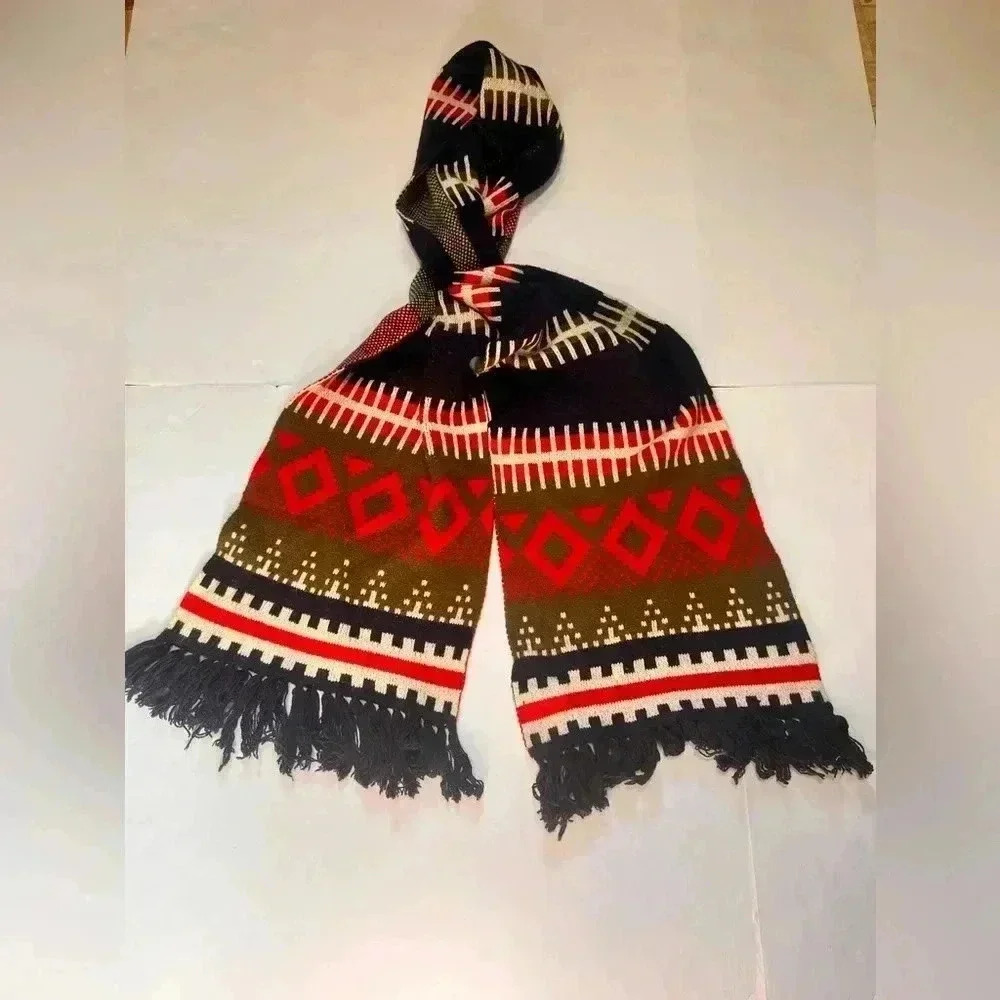 J. Crew LambsWool Cashmere Blend Super Long Soft Knit Multicolor Fringe Scarf
